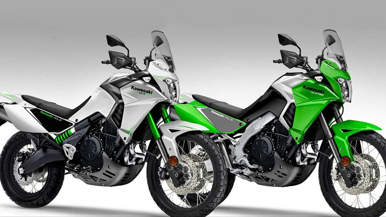 Внедорожный турист зелёного цвета: у Kawasaki появится турэндуро KLX700 — 3
