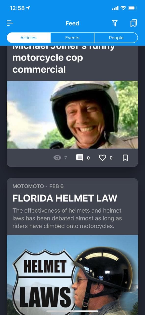 MotoMoto article and event feed