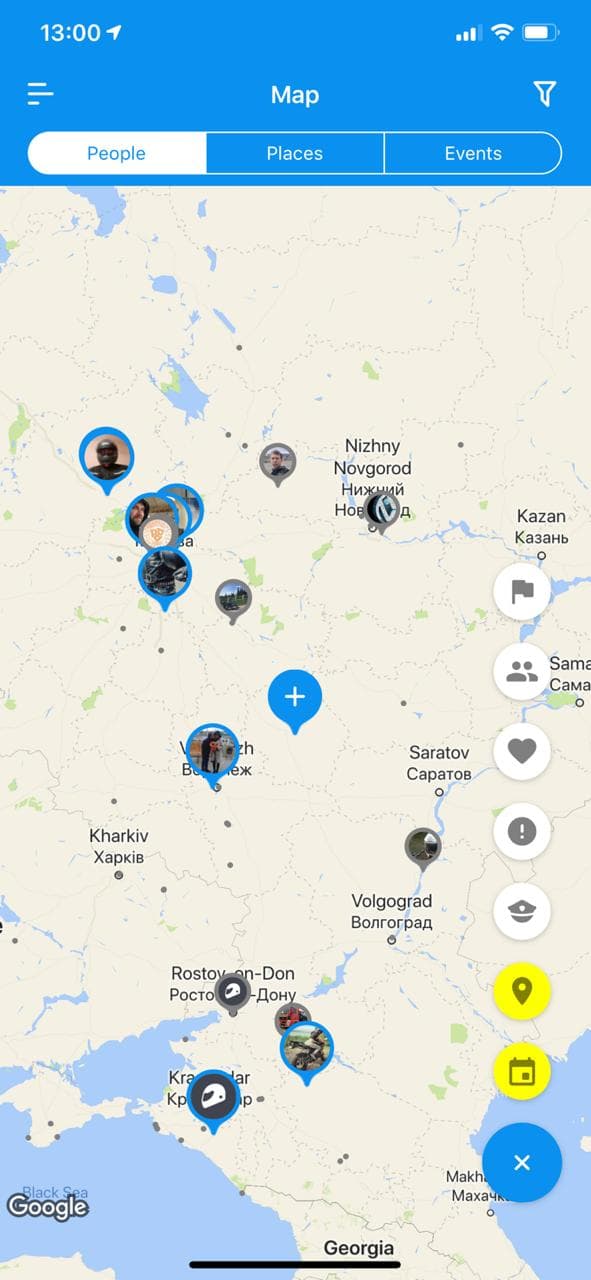 MotoMoto map with riders nearby