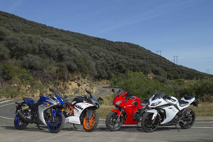 SMALL SPORTBIKE SHOOTOUT | RC390 vs YZF-R3 vs CBR300R vs Ninja 300