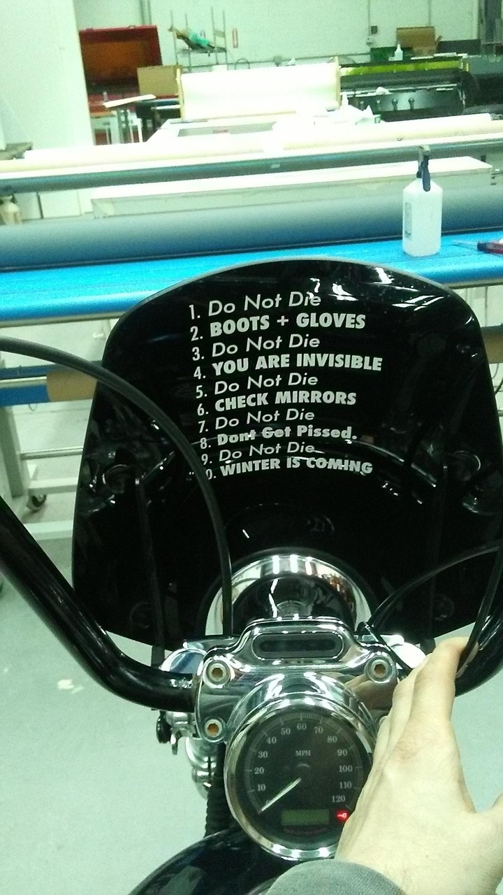 Added my own 10 commandments to my windshield today